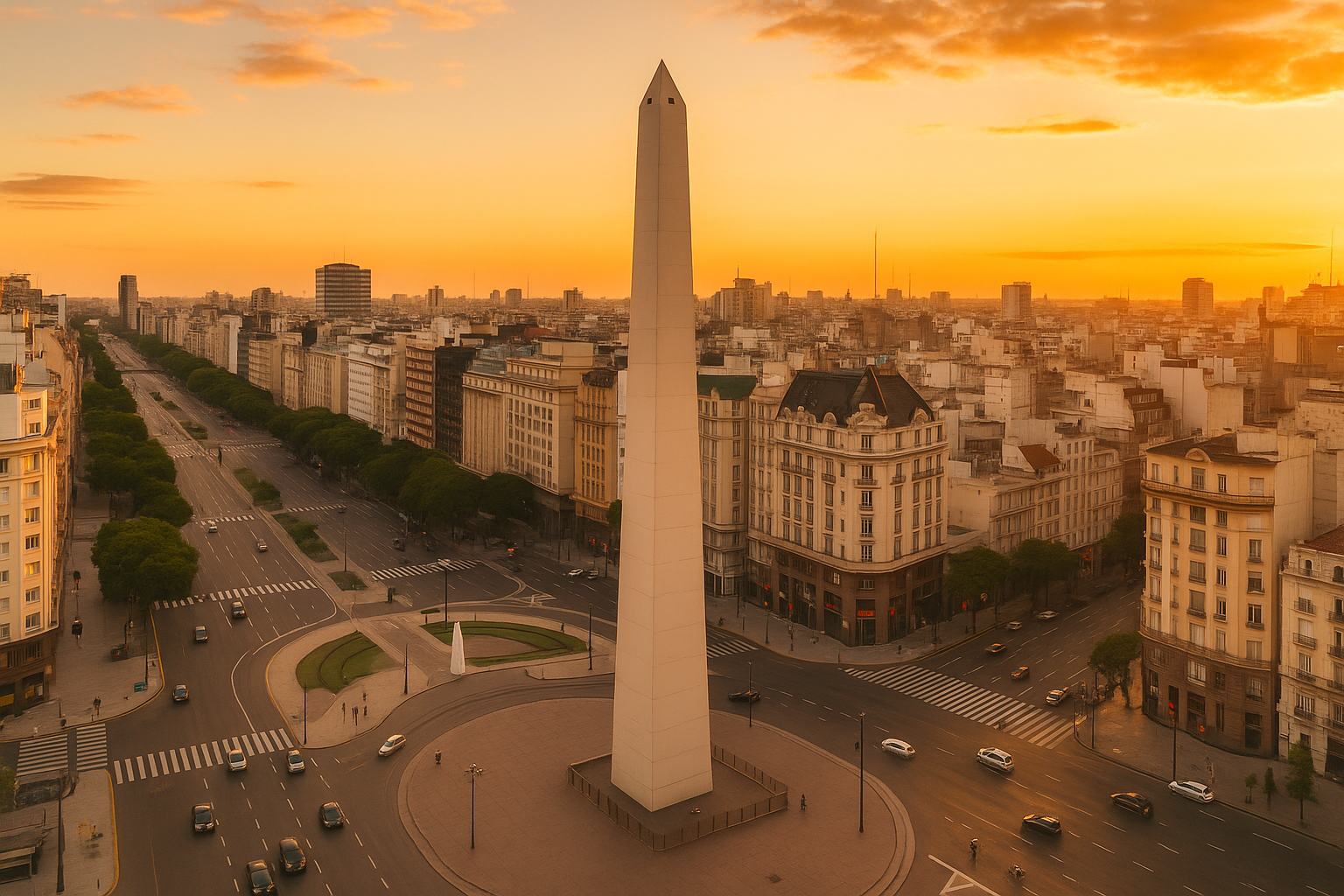 Vista panorâmica de Buenos Aires com o Obelisco ao centro