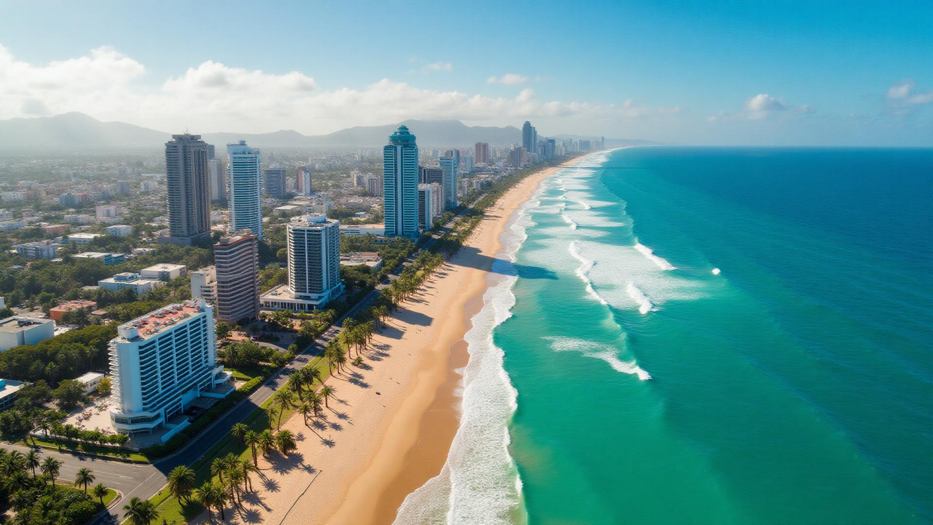 Vista aérea da orla de João Pessoa mostrando Tambaú e Cabo Branco