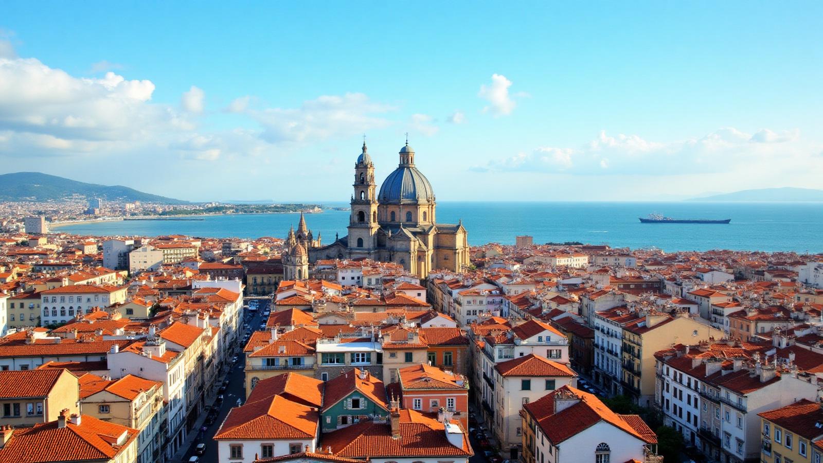 Vista panorâmica de Palermo com a catedral histórica e arquitetura siciliana