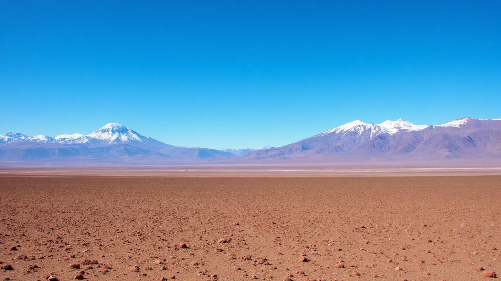 Vista panorâmica do Deserto do Atacama com o Vulcão Licancabur ao fundo