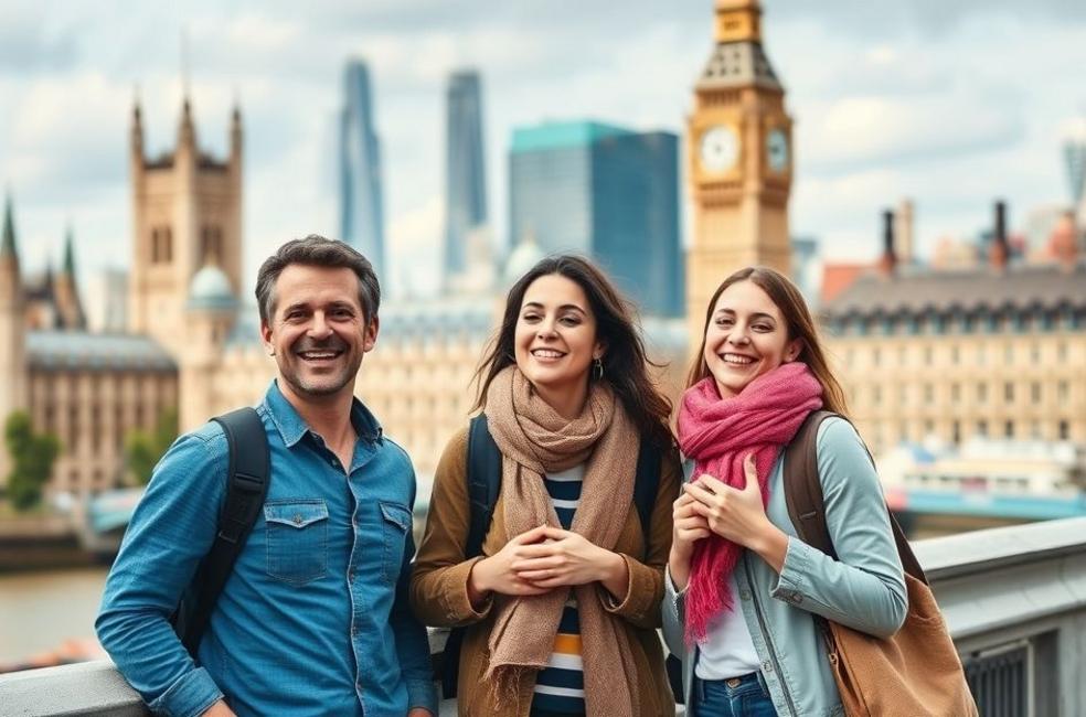 Família em Londres apreciando pontos turísticos importantes