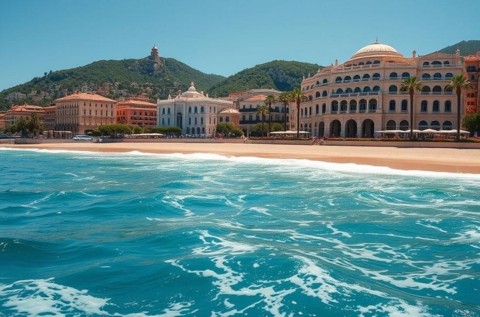 Vista para o Mediterrâneo com villas luxuosas em Monaco.