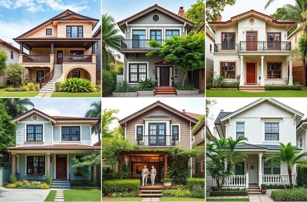 Conjunto de casas em diferentes bairros de São Paulo com arquitetura única e verdejante.