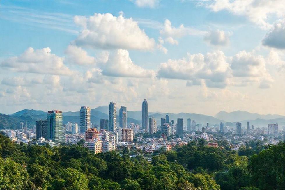 Vista panorâmica da cidade de Belo Horizonte com vegetação e arquitetura.