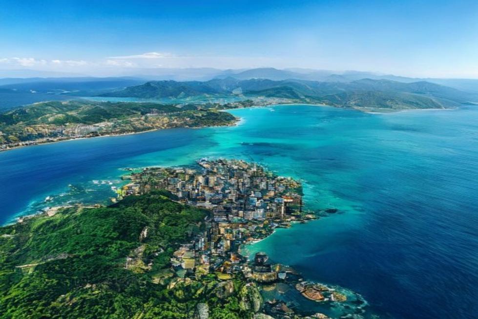Vista aérea de Florianópolis, mostrando a cidade e suas praias deslumbrantes.