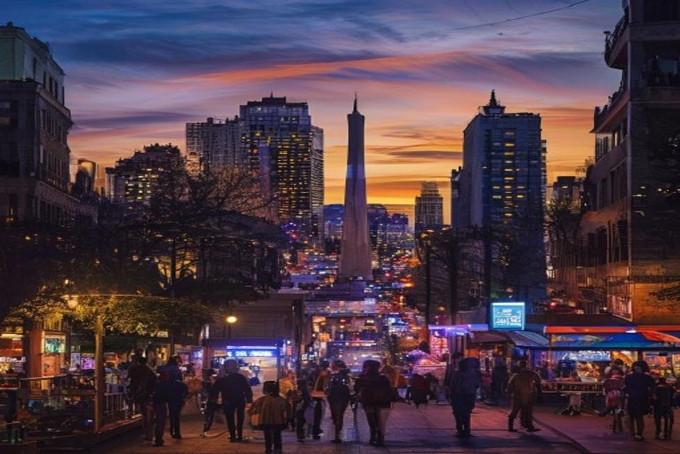 A vista do skyline de Buenos Aires com o Obelisco.