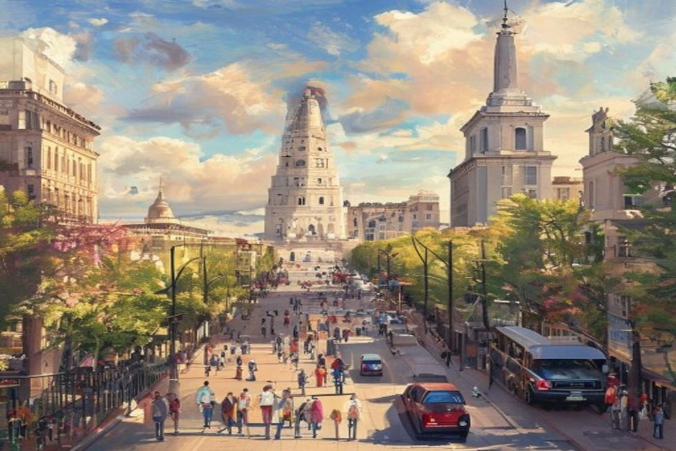 Vista da cidade de Buenos Aires com pontos turísticos famosos.