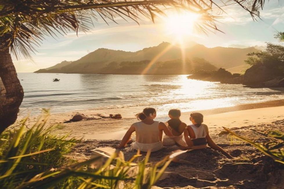 Famílias relaxando e se divertindo nas belas praias de Florianópolis.