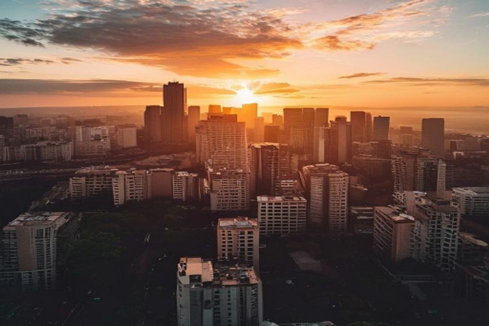 Panorama da cidade de Curitiba ao pôr do sol