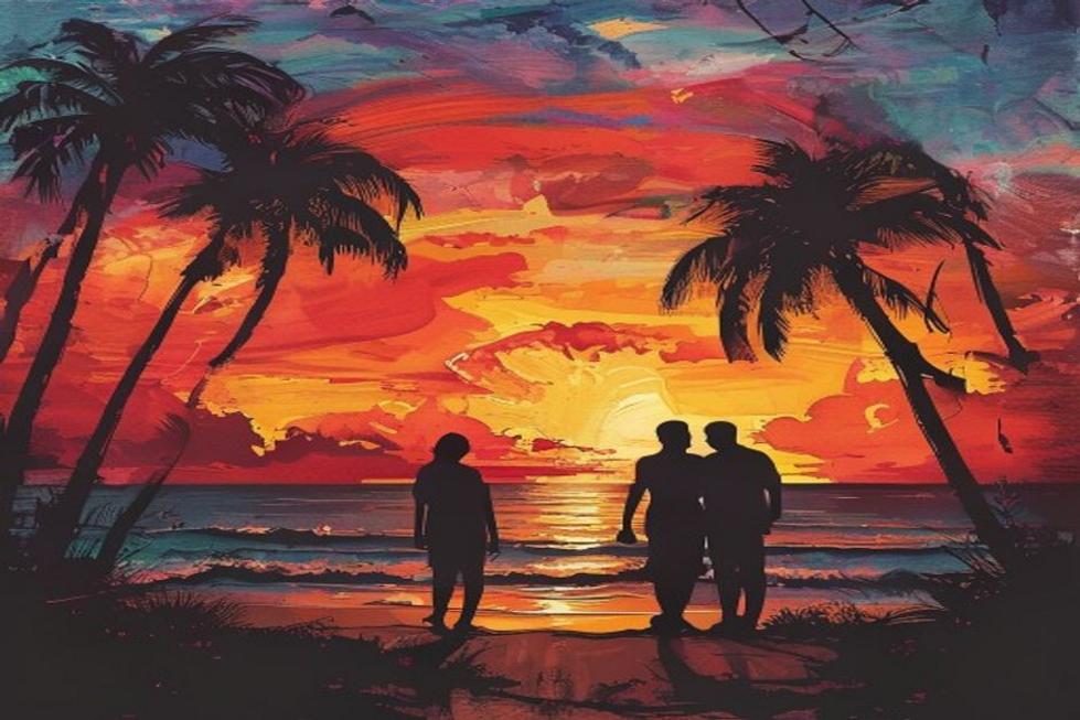 Casais apaixonados assistindo ao pôr do sol na praia de Salvador.